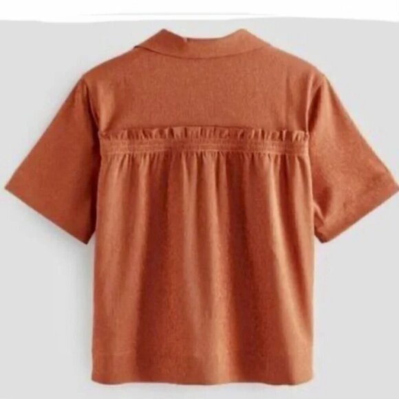 ATHLETA Echo Top Copper Button Down Packable Short Sleeve Collar Shirt RT$99 - Picture 3 of 8